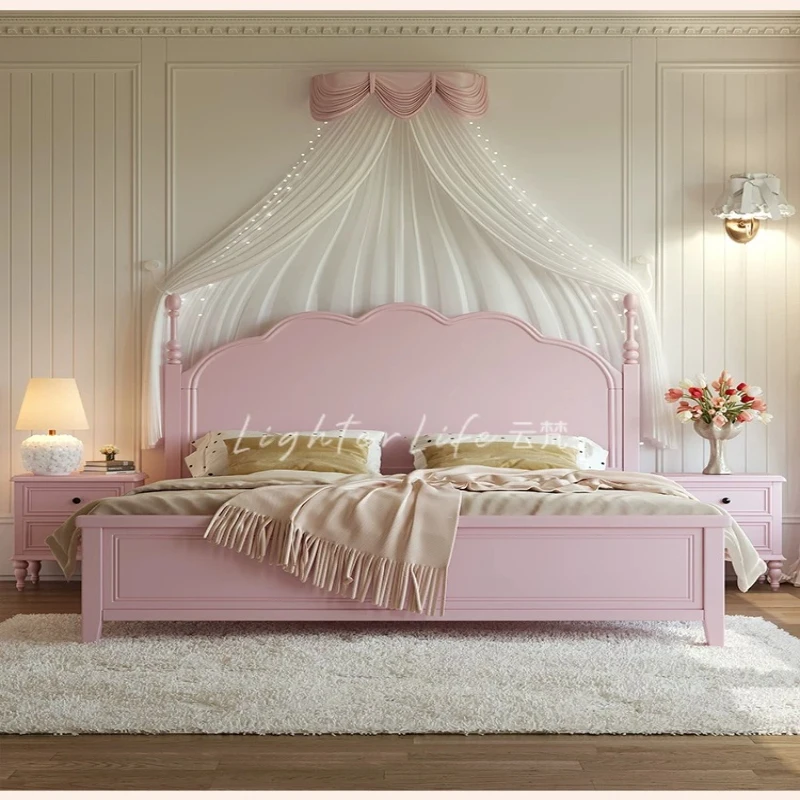 LH all solid wood bed 1.5 meters single master bedroom 1.8 meters petals bedside household