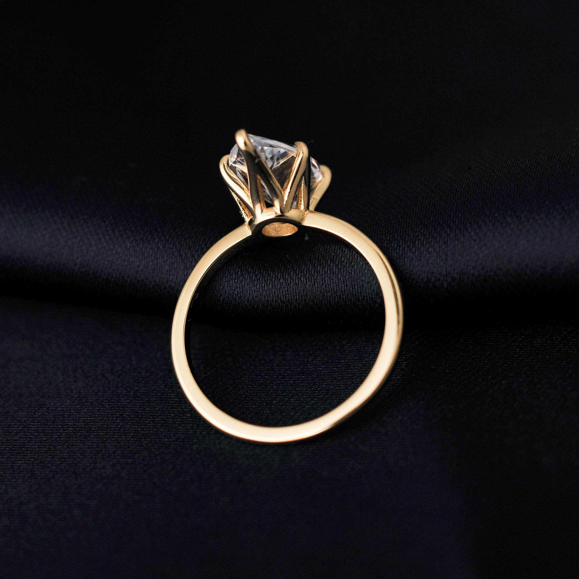POTIY 9ct 5A Marquise-Schliff Zirkonia Solitär-Verlobungsring 925 Sterling Silber Vergoldet Brautgeschenk für Sie – Detail 17