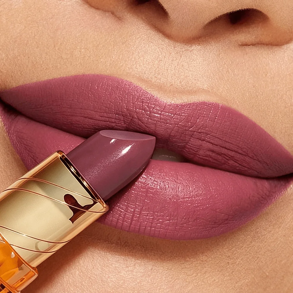 JUJU DREAM Transparent Amber Tube Matte Lipstick Grey Rose Purple Velvet Long Lasting European American Lip Makeup