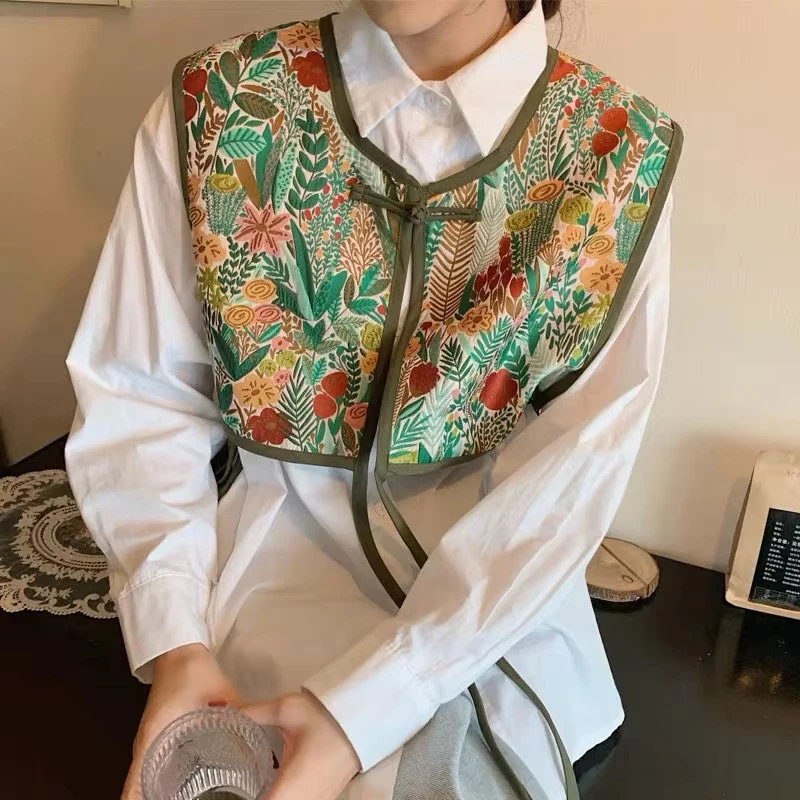 Vests Women Embroidery Lace-up Chic Vintage All-match Casual Korean Fashion Summer Classic Prevalent Waistcoat Harajuku Delicate