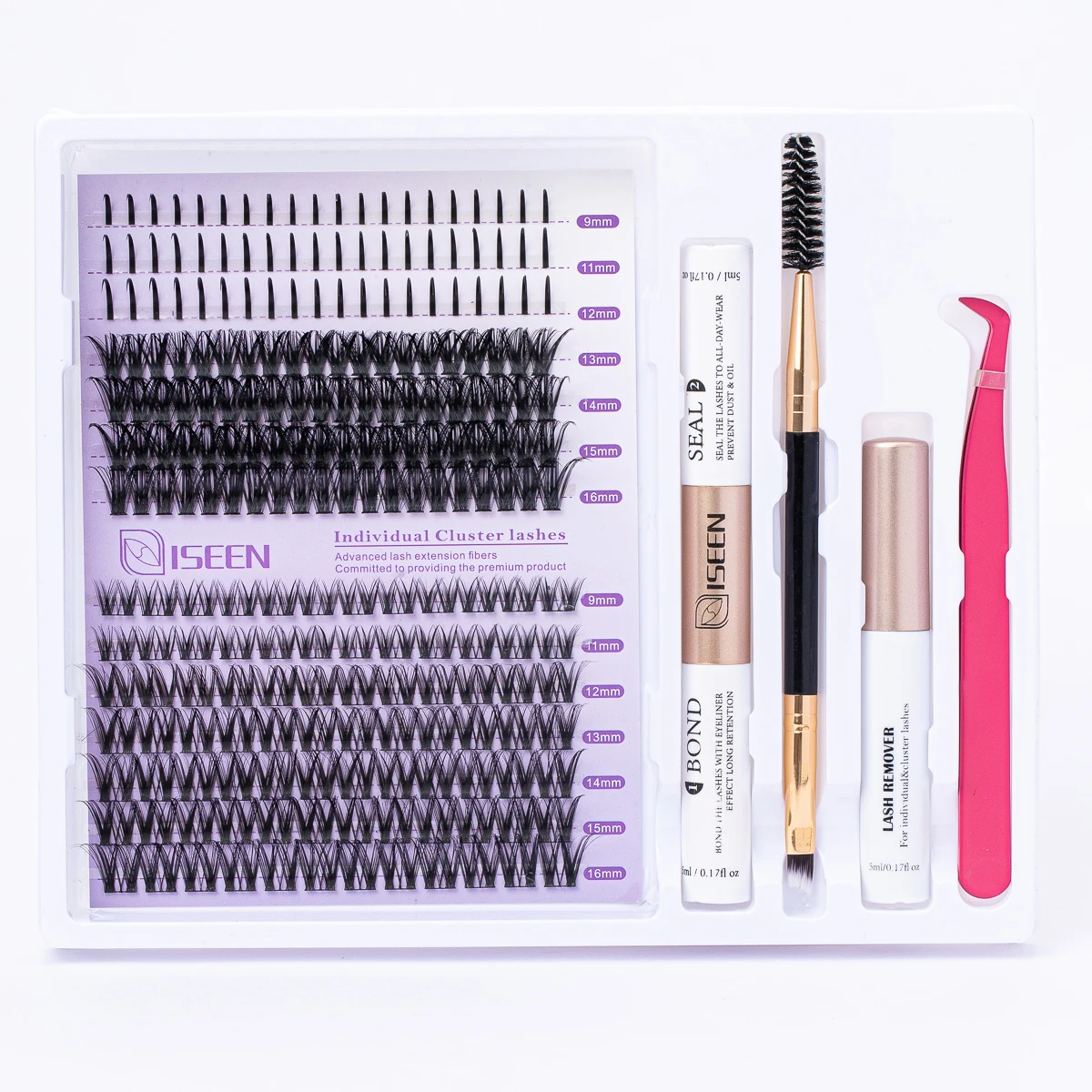 Kit de clusters de cílios individuais, estilos mistos, extensões de cílios, 9-16mm, faça você mesmo, kit de extensão de cílios, ligação e vedação