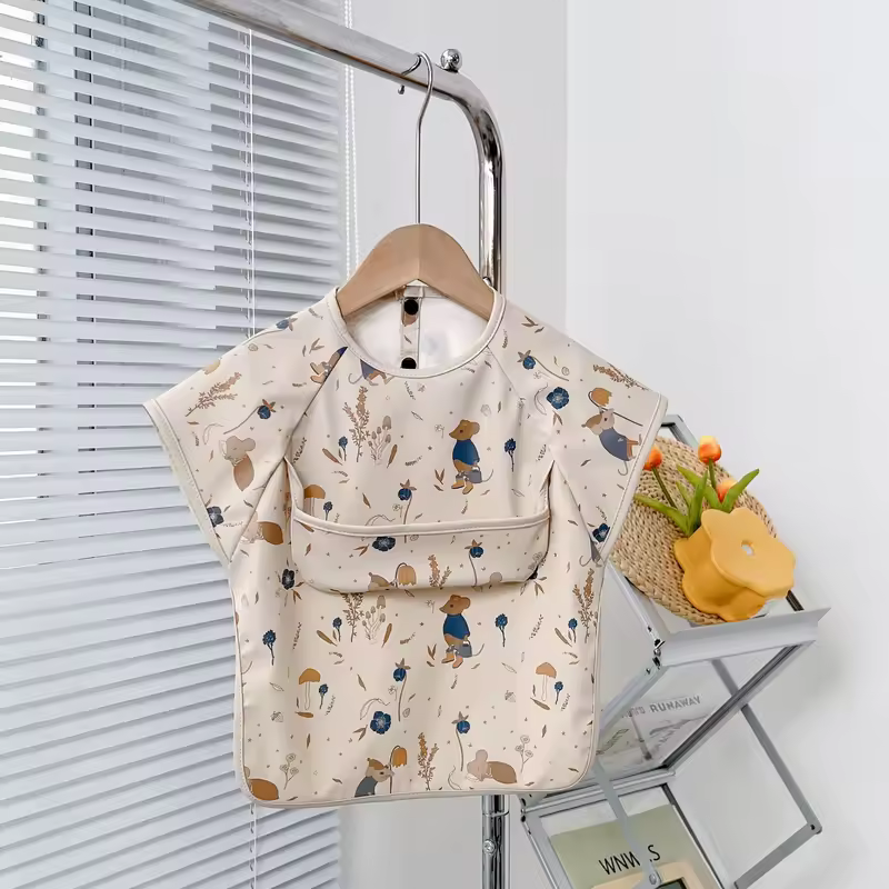 Cute Baby Bibs Toddler Baberos Bavoir Waterproof Short Sleeve Apron Cartoon Animals Children Feeding Smock Bib Baby Stuff 0-6Y - Image 5