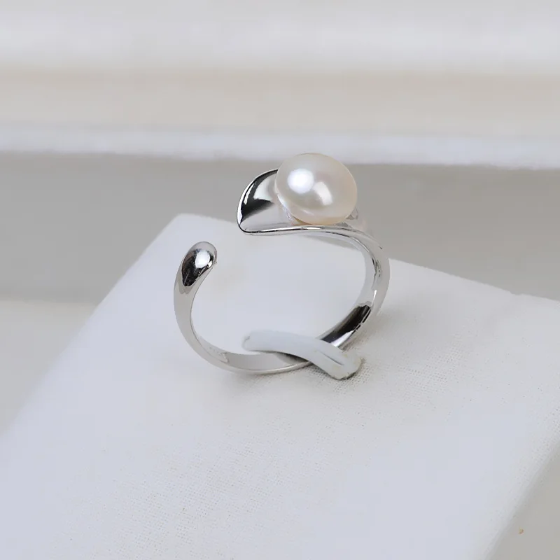 S925 Silver Adjustable Finger Ring Mountings Base Setting Findings Jewelry Accessories for 6-7mm Pearls 3pcs/lot
