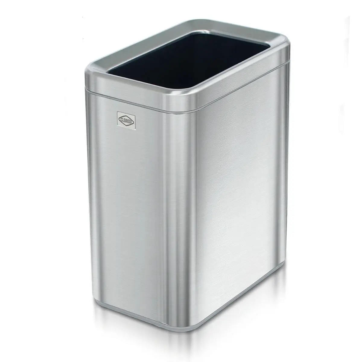 

Slim Open Trash Can - 2.6 Gallon Small Metal Waste Basket with Removable Bucket for Narrow Spaces - Stainless Steel Garbage Bin