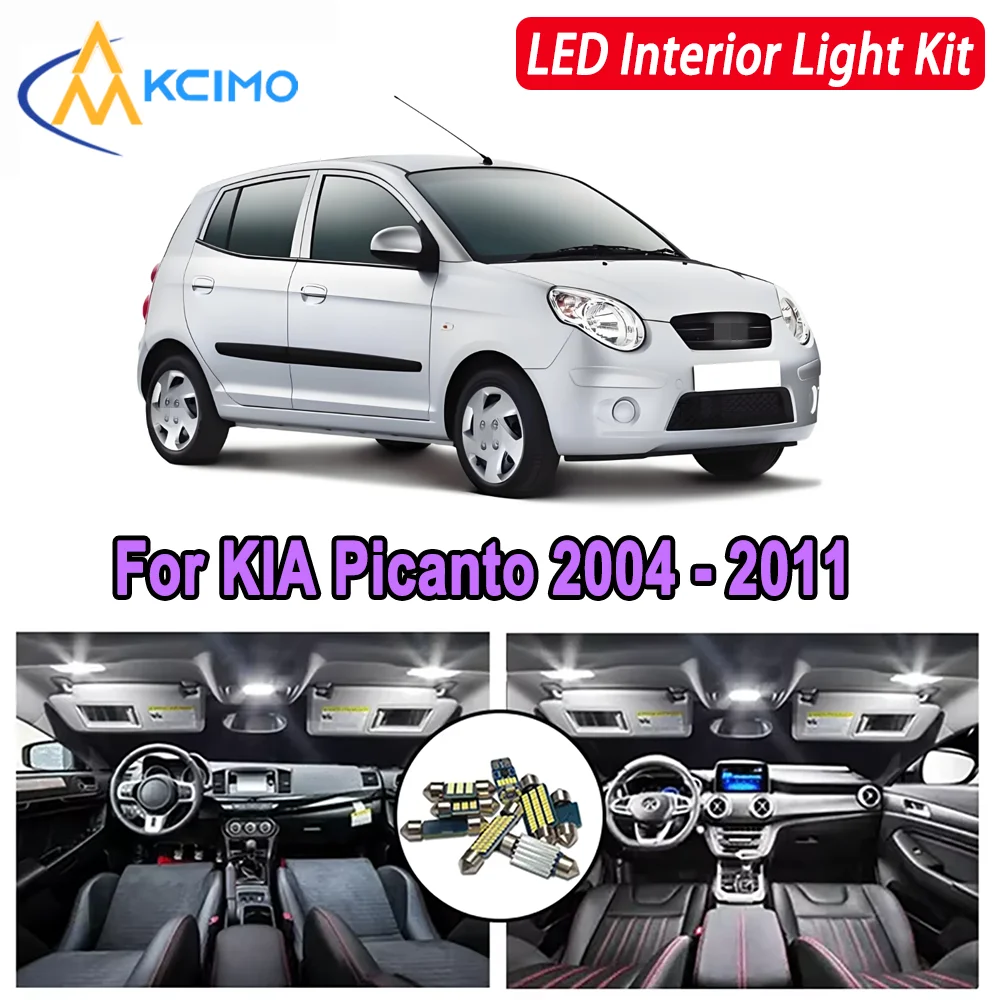 

Kcimo LED For KIA Picanto 2004 2005 2006 2007 2008 2009 2010 2011 Premium Bright LED Interior Dome Map Trunk Light Kit Car Led