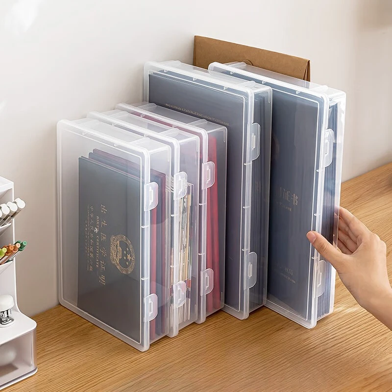 

1Pc Transparent Storage Container Plastic Dustproof Box Stationery Jewelry Portable Large Capacity A4 A5 File Organizer Supplies
