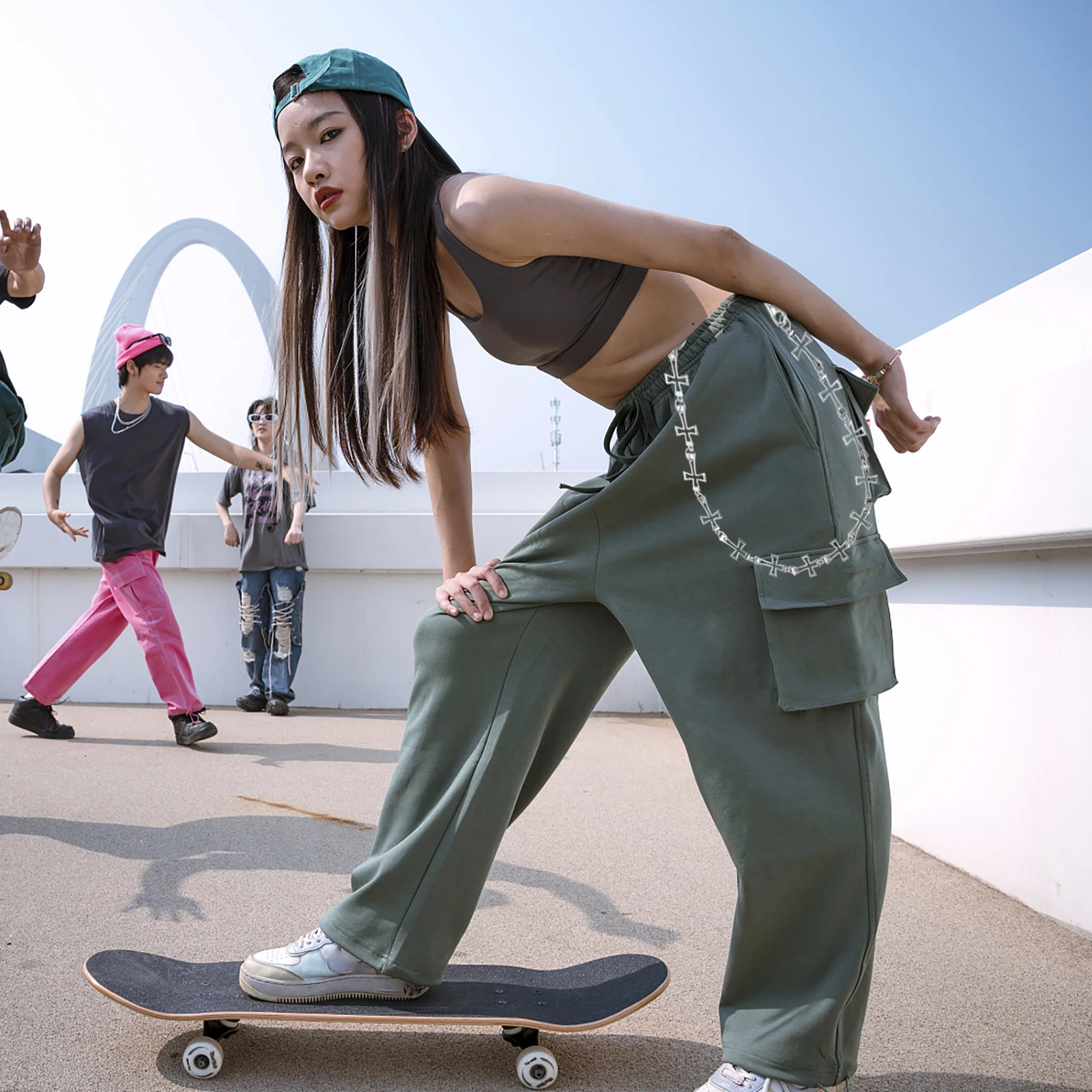 

Metal Cross Pants Chain Jean Men Women for Clothes Jeans Trousers Women's