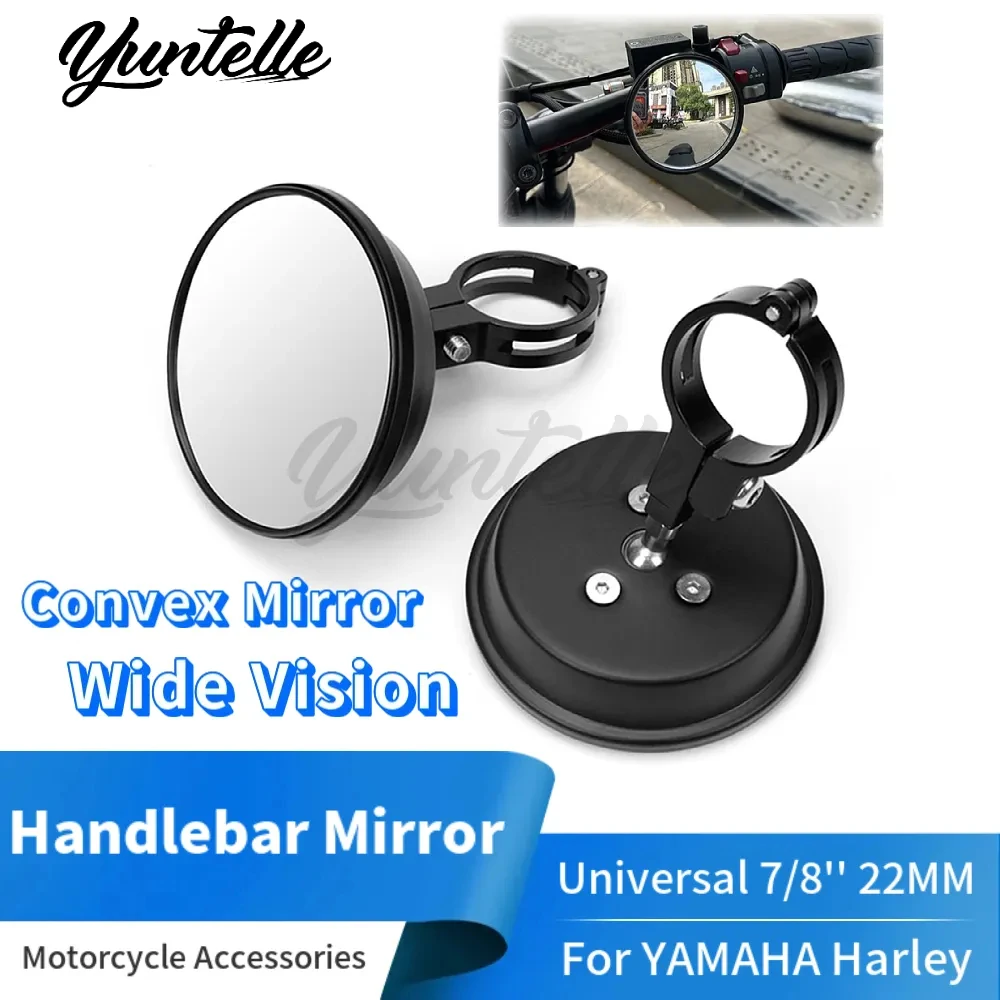 CNC Blind Spot Round Handle Rearview Mirror For Harley 7/8