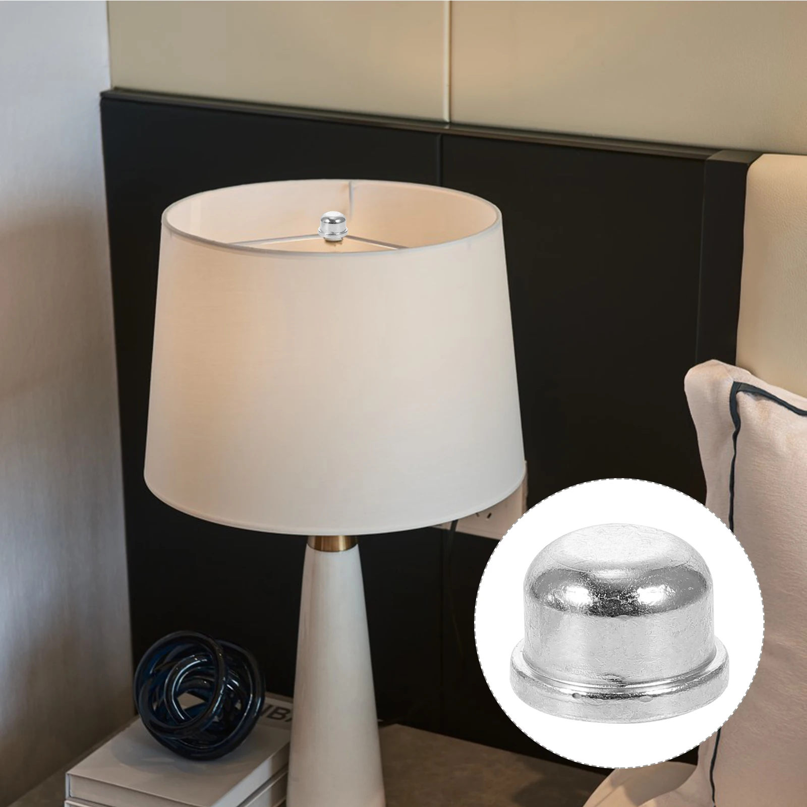 

8 Pcs Decorative Horn Frame Hat Decoration Lamp Finials Tapped Ceiling Silver Metal Light Screw Caps