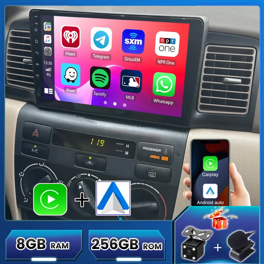 

Автомагнитола Android 15 для Toyota Corolla E120 E130 2000-2009: Мультимедийный видеоплеер, навигация GPS, стереосистема, Carplay, Auto Head Unit