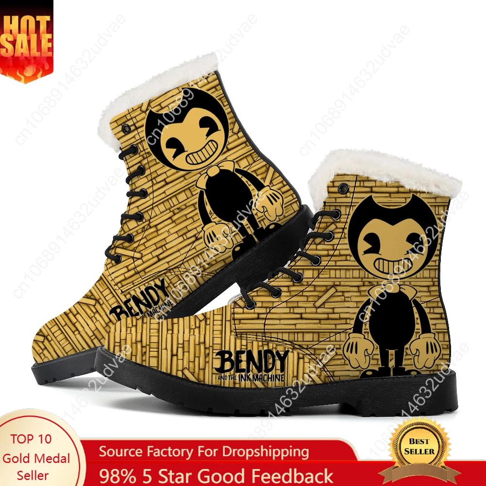 

B-Bendy and T-The I-Ink M-Machine Plush Boots Mens Womens Teenager Shoes Casual Boot Light Print on Demand Customize Shoe