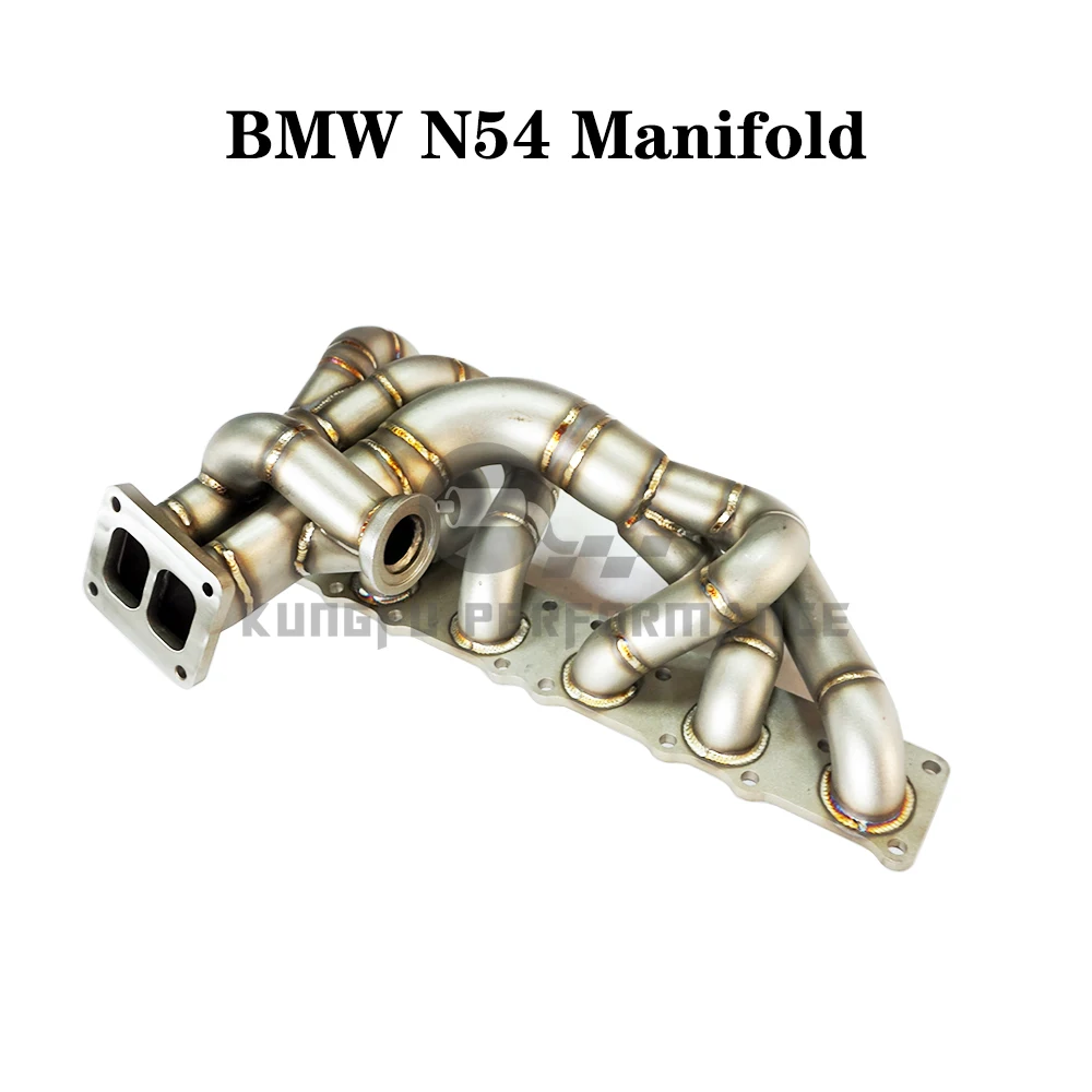 KUNGFU PERFORMANCE Top Mount B M W N54 335i 135i 535i Single Turbo Exhaust N54 Manifold T4 Divided Twin WIth 44mm Wastegate Port