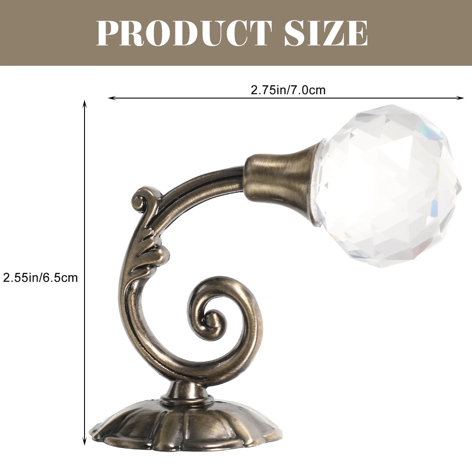 خطافات ستائر عتيقة رقيقة كرات كريستالية للستائر والملابس ديكور المنزل خطافات عتيقة كريستالية #4