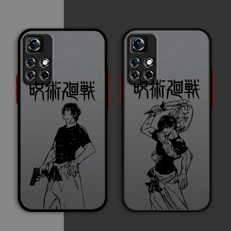 Anime Jujutsu Kaisen Toji Phone Case For Redmi Note 13 12 11 10 Pro Plus Pro S T 5G Matte Frosted Translucent Cover