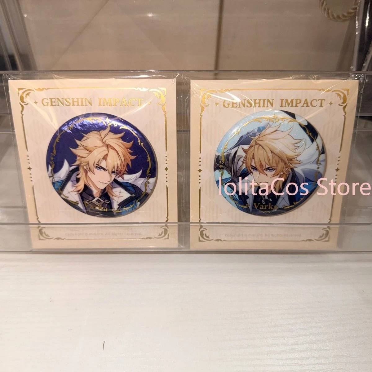 58mm Genuine Official Genshin Impact Varka Anime Double Flash Badge Cartoon Brooch Bag Decor Collection Birthday Gift Cosplay