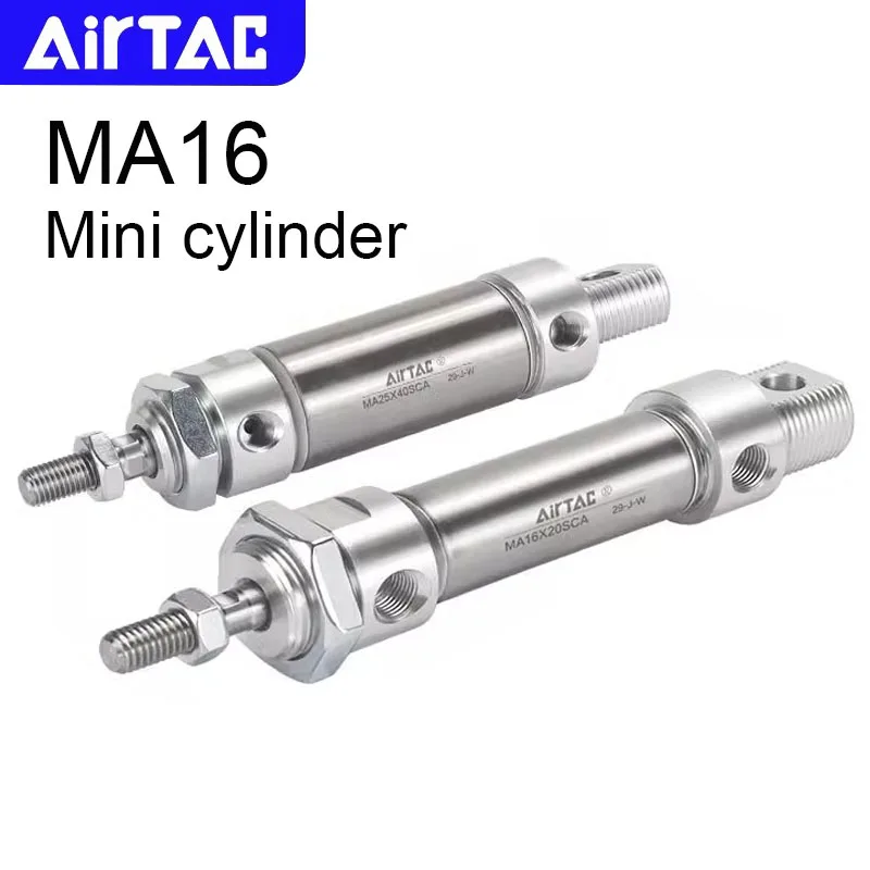 AIRTAC MA16 Pneumatic Stainless Steel Double Acting Mini Cylinder Stroke 20 25 30 40 50 75 100 125 150 160 175 200 300 400 500mm