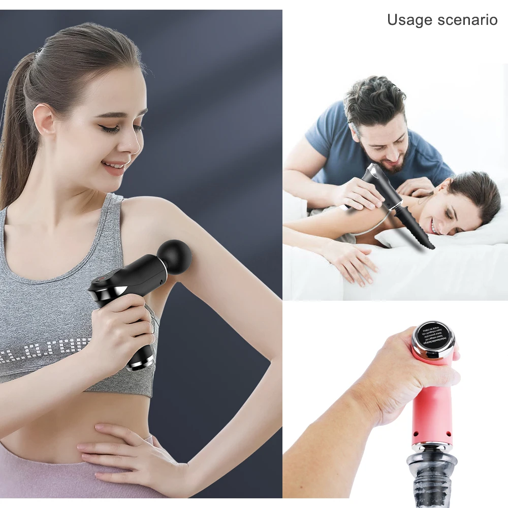 XFOX-Pistola de Massagem Elétrica Portátil para Homens e Mulheres, Massageador Muscular de Tecido Profundo, Massageador Fitness Cabeça de Cristal