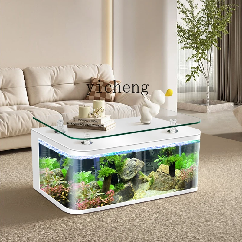 ZK TV cabinet fish tank integrated coffee table living room light luxury large household ecological glass floor aquarium
