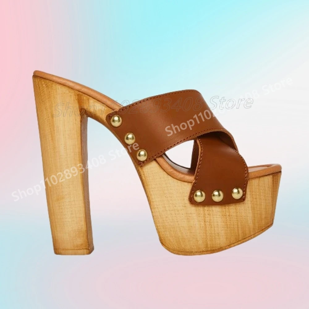 

Leopard Buckle Belt Cross Tied Slippers Platform Elegant Chunky High Heel Fashion Sexy Women Shoes 2025 Summer Para Mujere