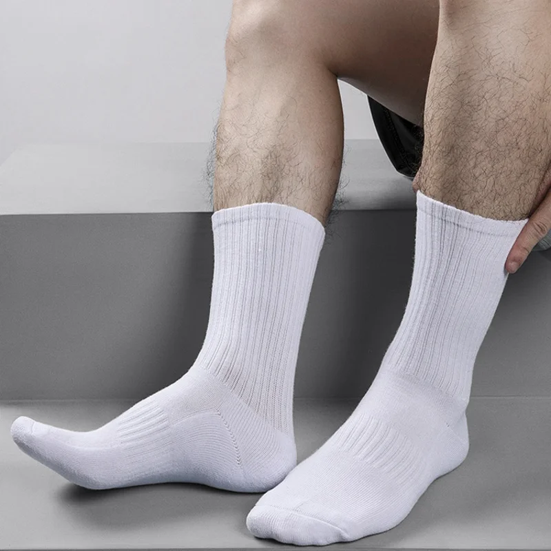 Fashion 100% Cotton High tube white black socks sports socks Towel bottom socks soft comfortable men\'s socks color socks for men