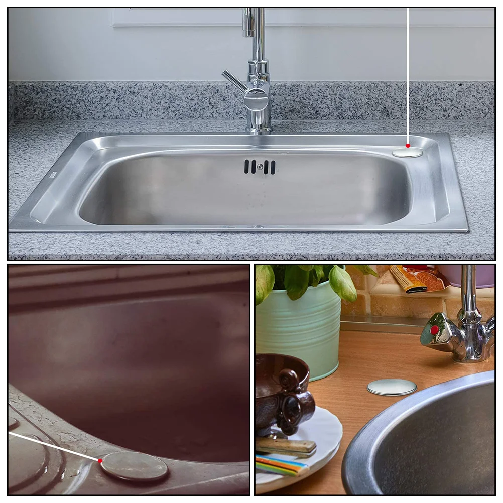 

2 Pcs Decorative Sink Cover Stopper Plug Stainless Steel Hole Drain Tap and Plastic for Kitchen
