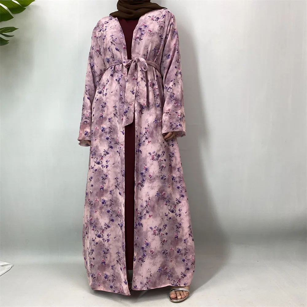 Abaya Women Eid Dress Party Ramadan Print Dresses Cardigan Robe Muslim Vestidos Lace Up Morocco Jalabiya Dubai Abayas Kaftan