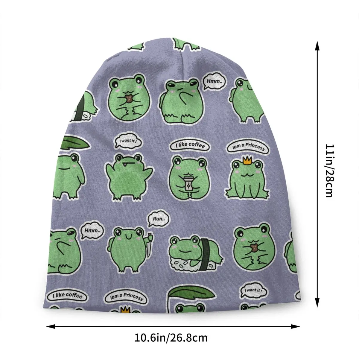 Funny Cartoon Frog Meme Skullies Beanies Caps Men Women Unisex Trend Winter Warm Knitted Hat Adult Bonnet Hats