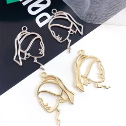 10pcs Face Pendant Charms Silver Gold Color Hollow Pendants Diy Jewelry Making Findings Handmade Necklace Earrings Accessories