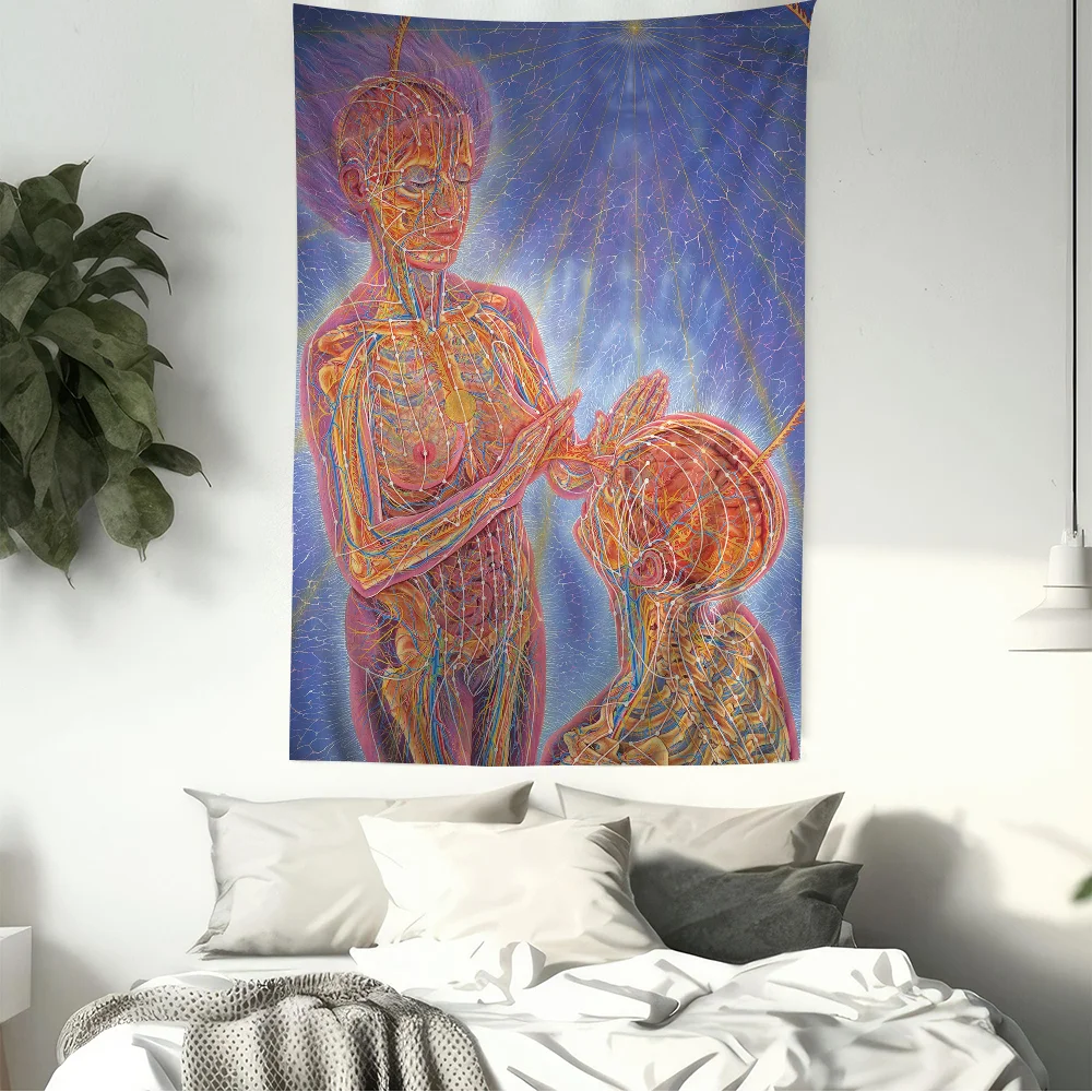 Abstract Alex Grey Trippy Psychedelic Printed Wall Tapestry Hippie Wall Hanging Bohemian Wall Tapestries Mandala Home Decor