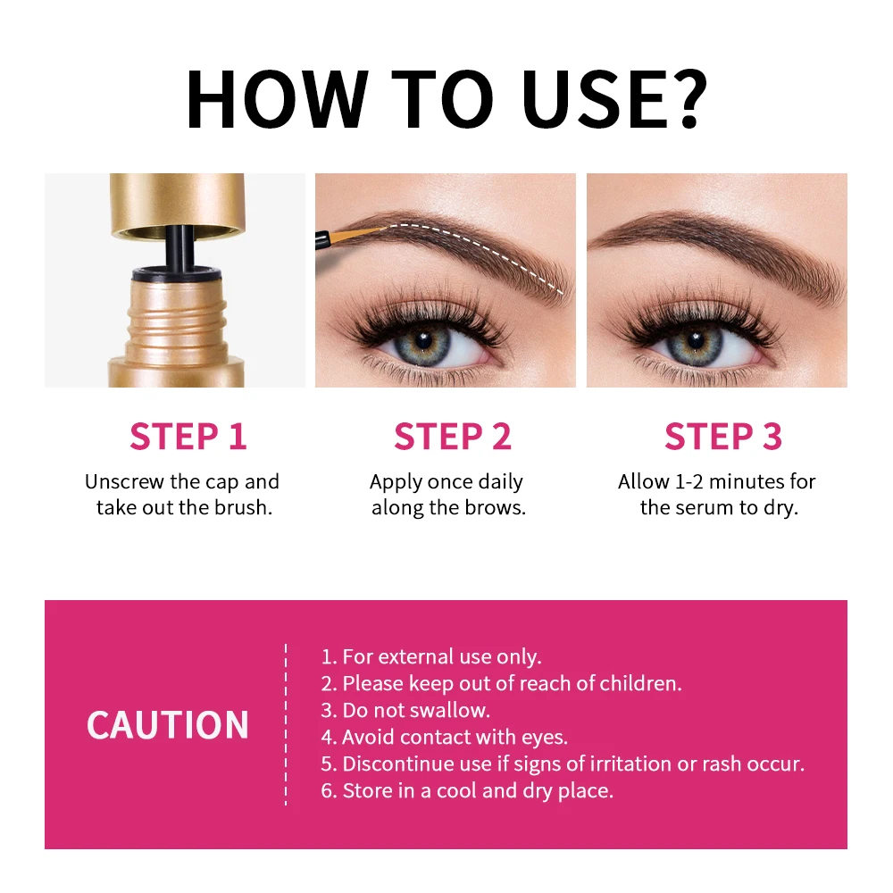 Lakerain 4ml Veloce Sopracciglio Crescita Delle Ciglia Siero Naturale Più Spessa Allungamento Sopracciglio Trucco Crescita Idratante Essenza Sopracciglio