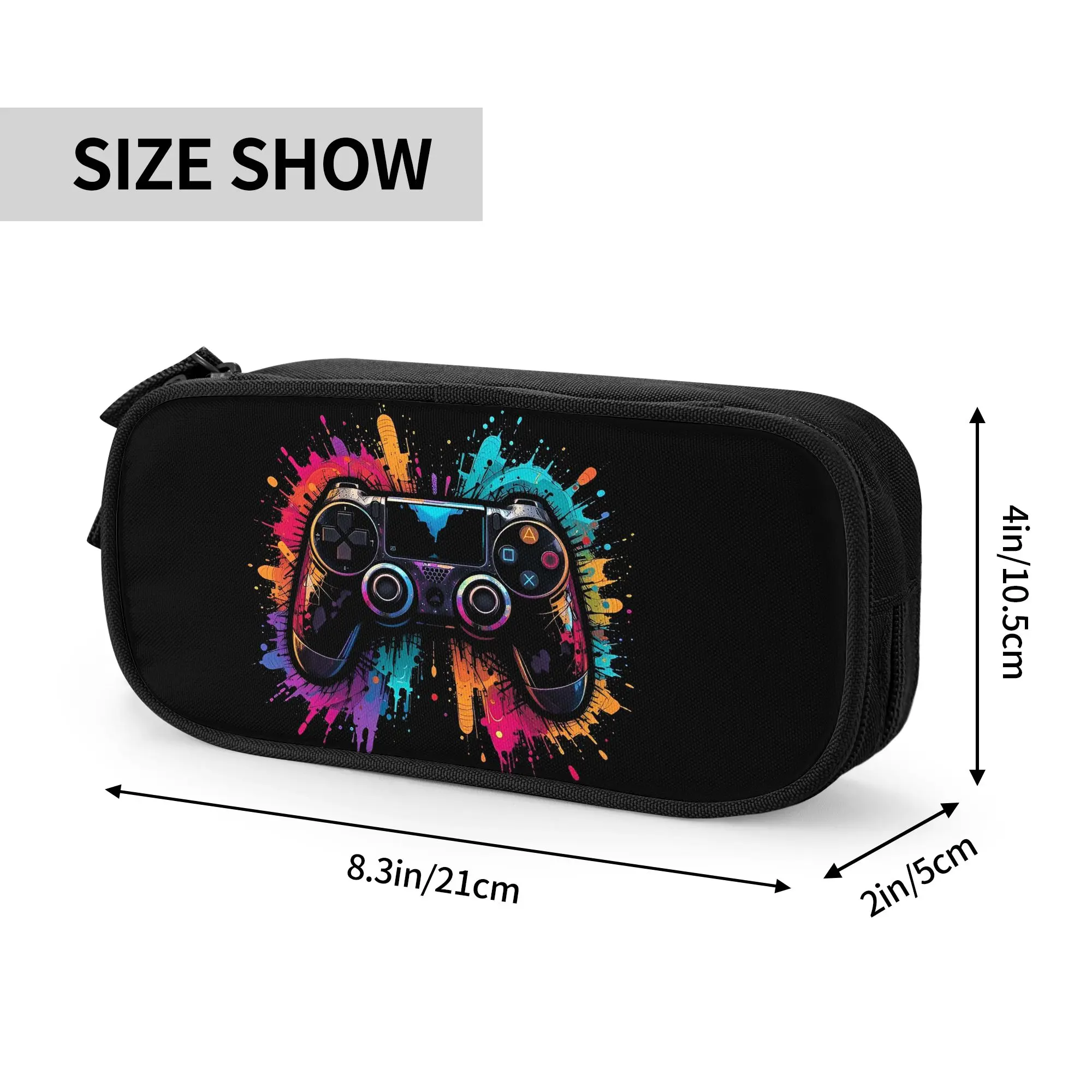 New Video Game Gaming Controller Pencil Case Graffiti Art Pencil Pouch Pen Box for Girl Boy Big Capacity Bag Students Stationery