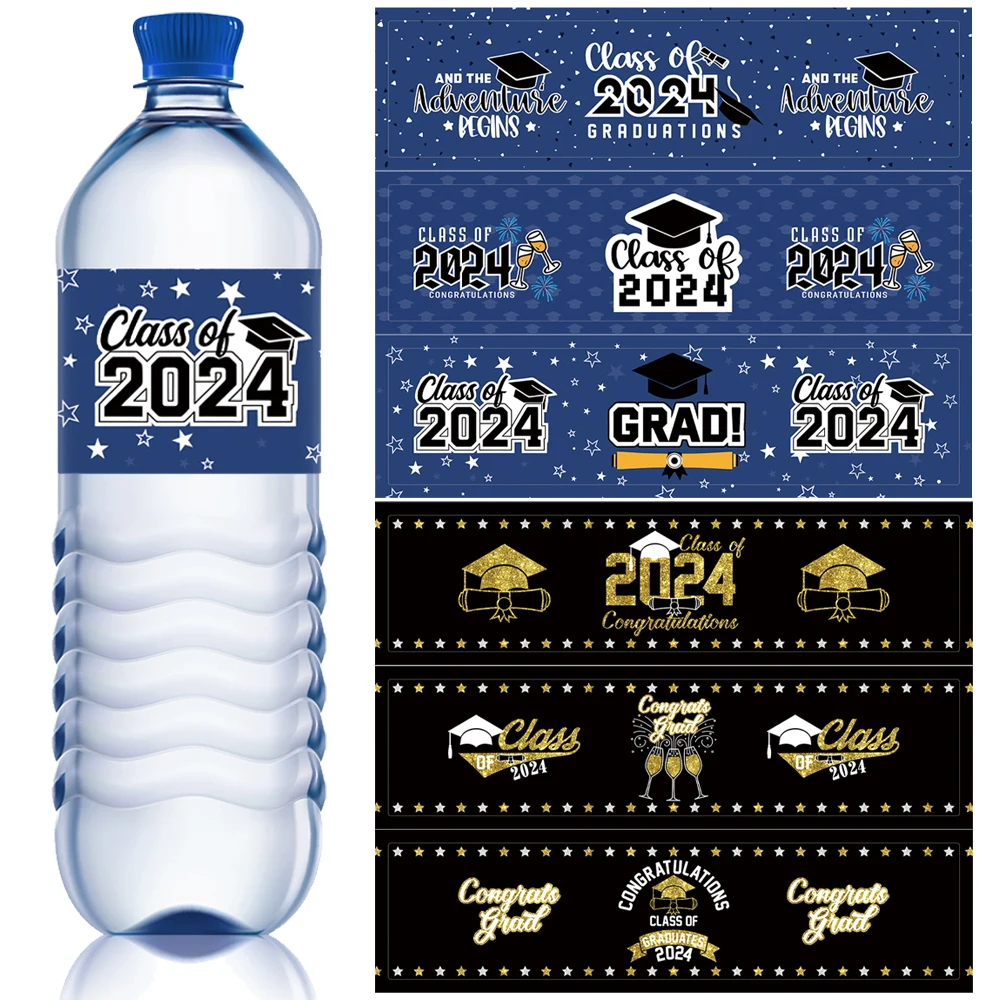 

15Pcs Graduation Mineral Water Stickers,Class Of 2024 Graduation Party Decoration Labels,Personalized Bottle Graduation Stickers