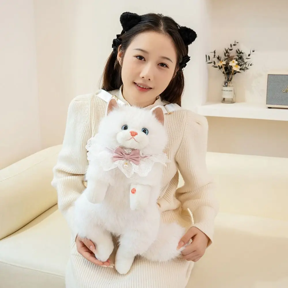 Super Realistic Simulated Puppet Cat Backpack Cute Stuffed Animals Cat School Bags Cartoon Travel Storage Animals Bag
