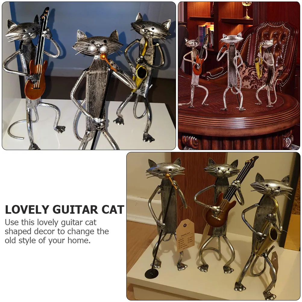 

Iron Ornaments Wrought Metal Statue Decor Office Home Guitar Shaped Figurine Art Sculpture Craft Exquisite