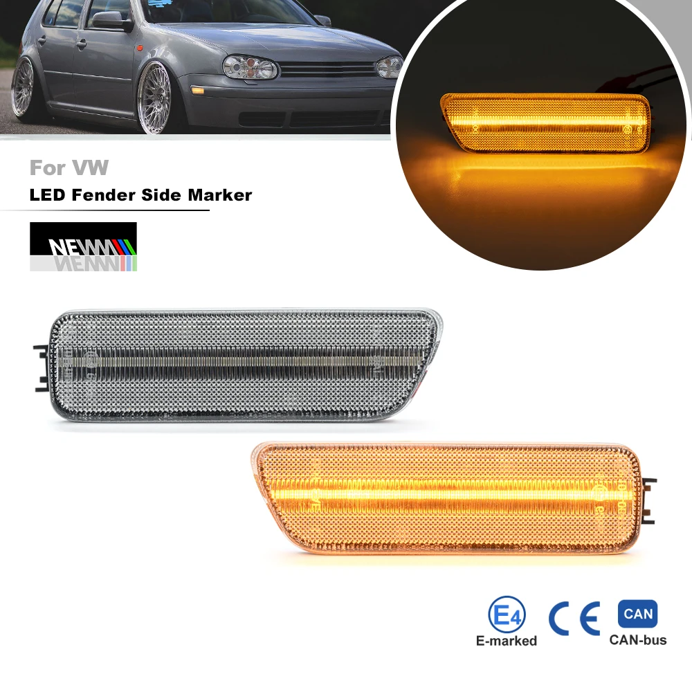 

2x Front Led Fender Side Marker Lights Turn Signal Blinkers For VW Golf 4 GTI Jetta MK4 1999-2006 1J0945071A/B