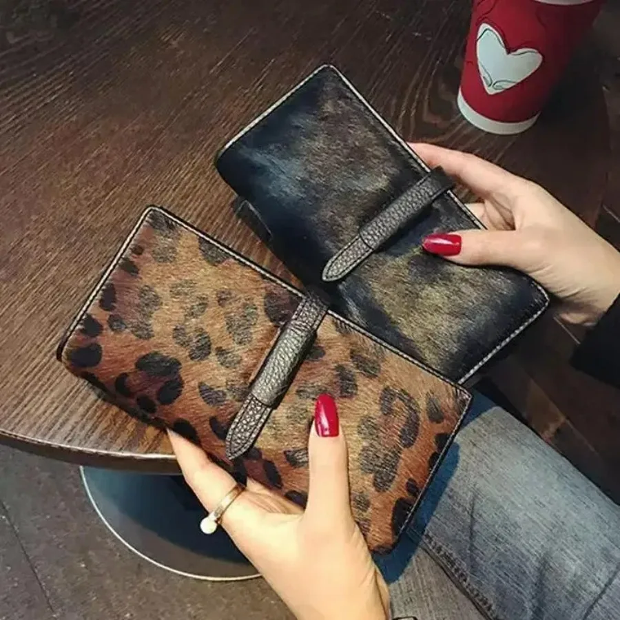 Women Fashion Leopard Cow Genuine Leather Long Wallets Real Leather Female Luxury Brand Designer Clutch Cash Purse Girl Gift