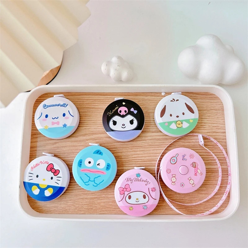 1.5M 60Inch Sanrio Soft Tape Measuring Hello Kitty Kuromi Cinnamoroll Melody Body Clothing Double Scale Measuring Tool Girl Gift