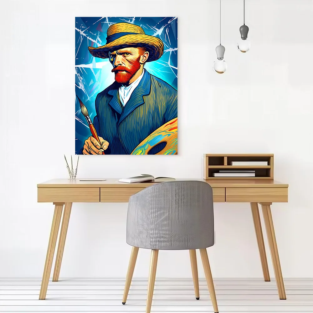 Vincent Van Gogh Portrait With Palette Canvas Poster Wall Art Customizable High Quality Printed Picture for Decor Living Room