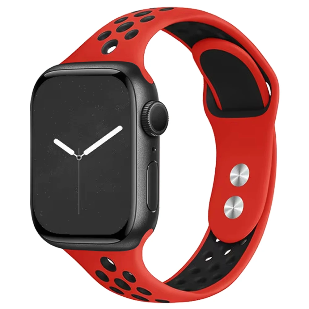 Dual Color Breathable Silicone Watch Band For Apple Watch Series 11 10 Ultra 3 49mm 46mm 45mm 41mm Hollow Sport Wrist Strap