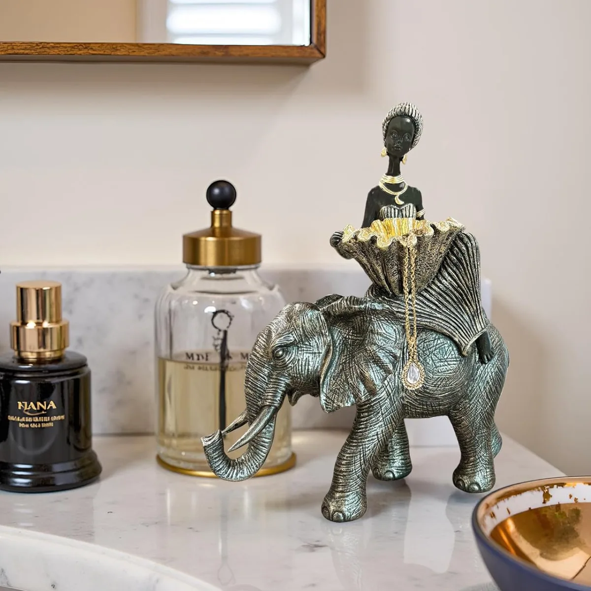 African Animal Figurine Resin Tray Organizer Elephant Lion Sculpture Home Decor Key Holder Desktop Storage Office Gift ModernArt