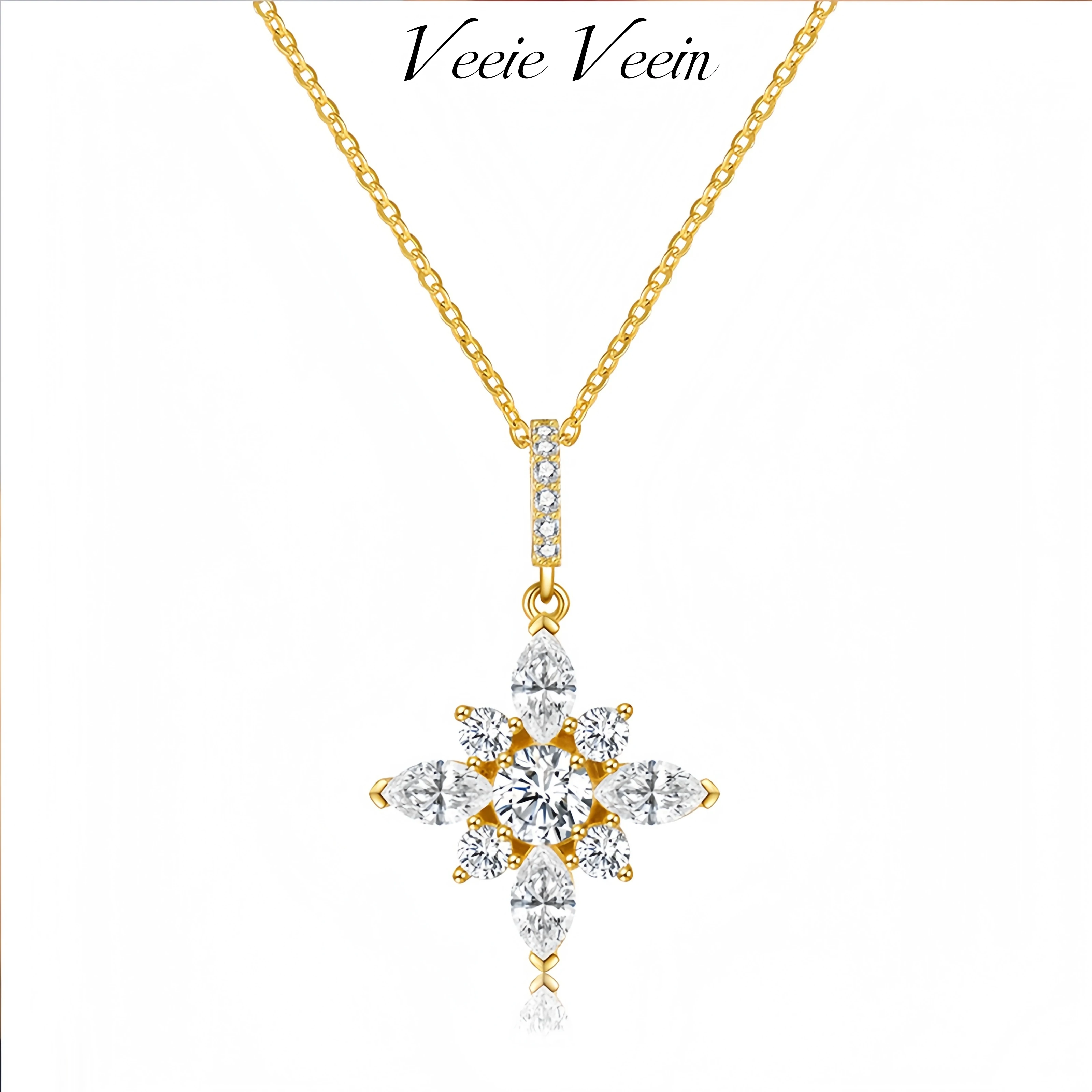 

Veeie Veein Luxury Brand S925 Sterling Silver Moissanite Necklace Snowflake Pendant Accessory For Women Necklace Jewelry