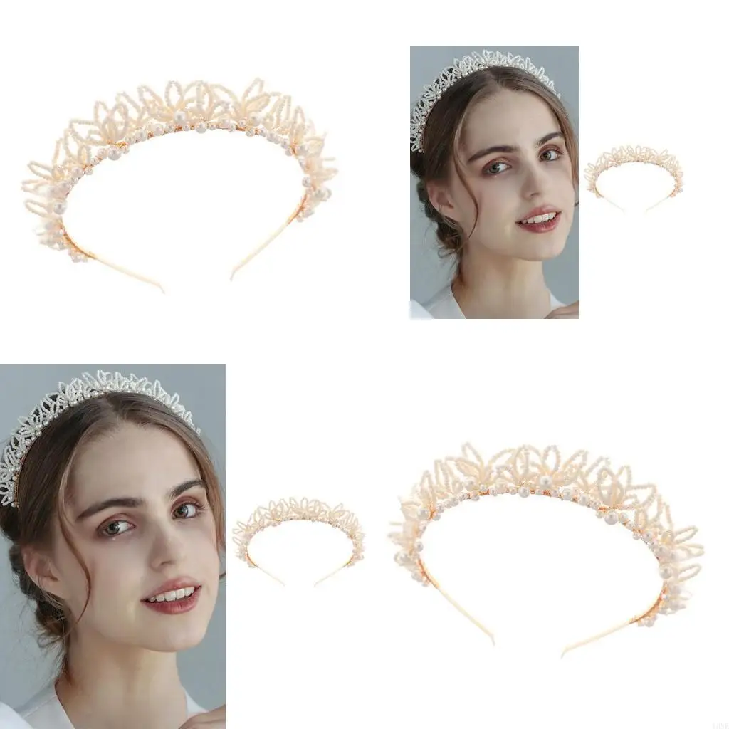 

Y3NE Adjustable Faux Pearls Hair Ornament Wedding Headpiece For Brides Evening Event