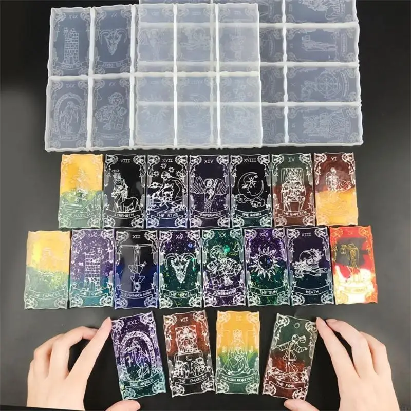 Playing Game Cards Epoxy Resin Mold Divination Cards Silicone Mould DIY Crafts Jewelry Decoration Casting Tool