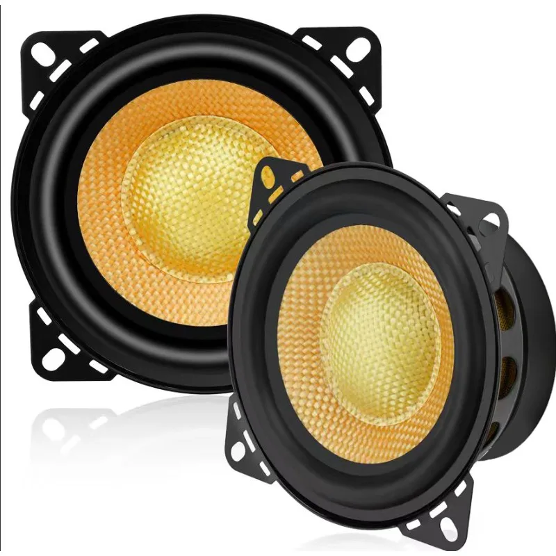 2 Pcs 4 Inch Midrange Bass Speaker 300W Peak 4Ohm Hifi Loudspeaker Professional High-End Auto Audio System Easy Installation