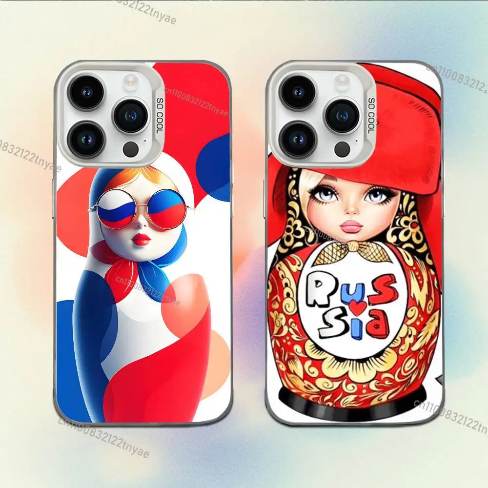 

Russian Art Matryoshka Phone Case For iPhone 17,16,15,14,13,12,11,Mini,Pro,E,MAX White Candy Matte Shockproof Cover