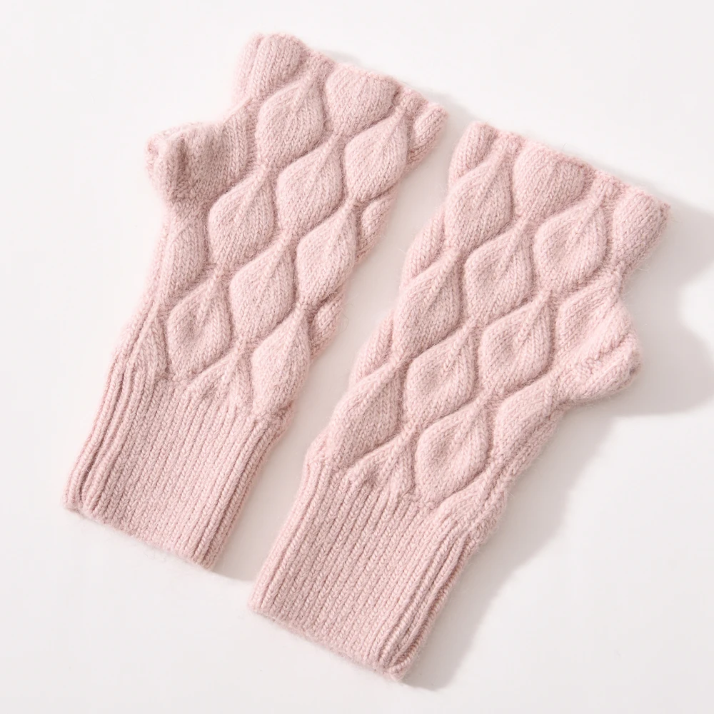 Jxwatcher Knitted Gloves Women's Fall Winter Keep Warm Soft Half Fingers Woolen Mittens Ladies Fashion Solid Color Gloves New