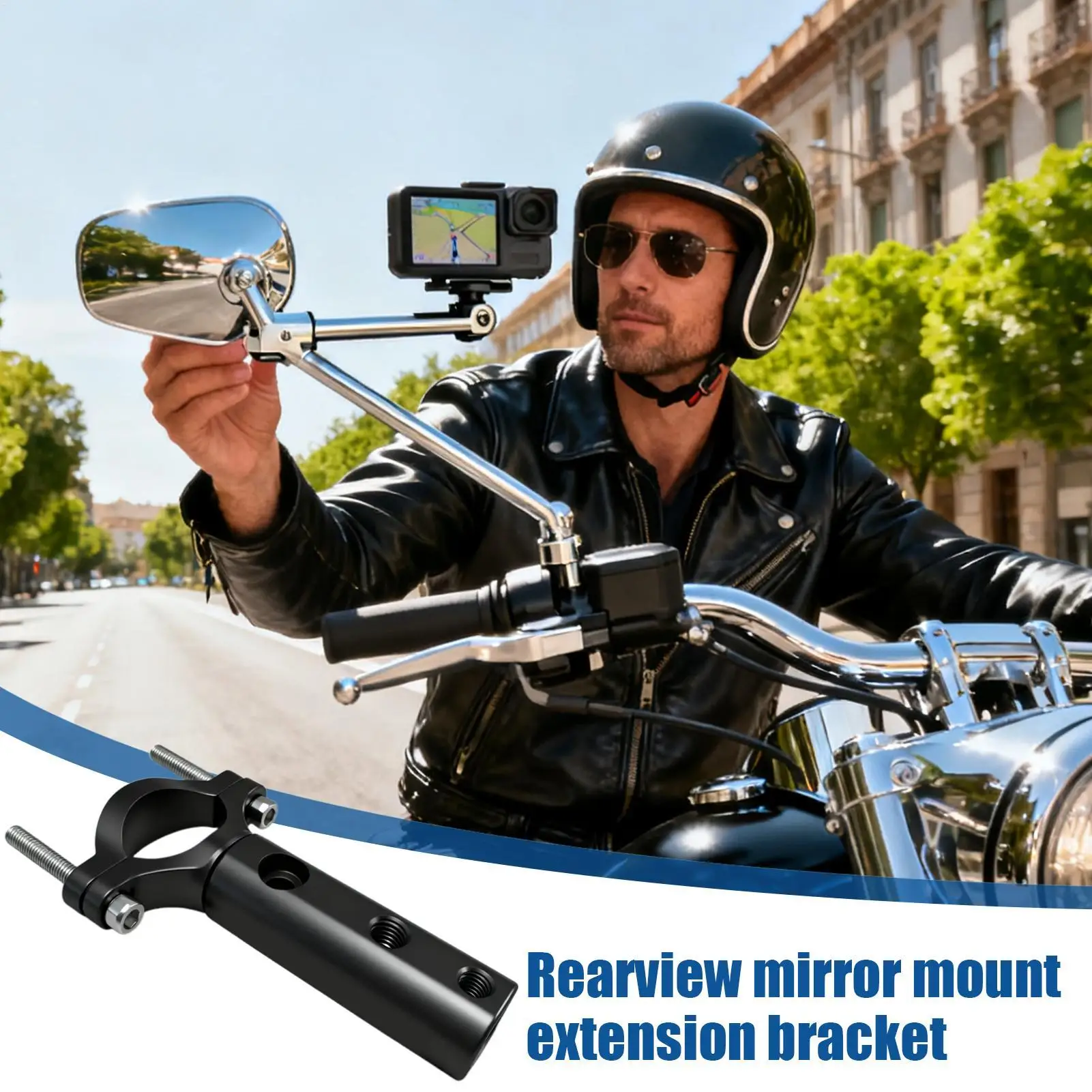 

Rearview Mirror Extension Bracket Aluminum Alloy Modification Holder Rearview Mirror Extension Light Bracket For Scooter Riding