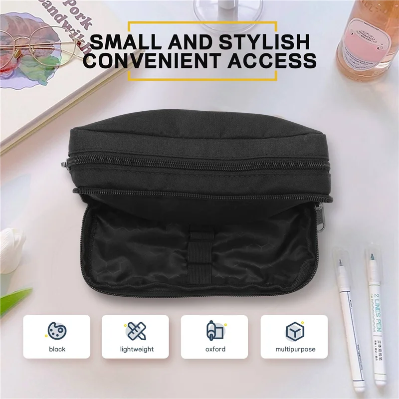 

【Buy It-Now!】 Big Capacity Pencil Case Oxford Storage Pouch Marker Pen Case Simple Stationery Bag School Office Organizer Black