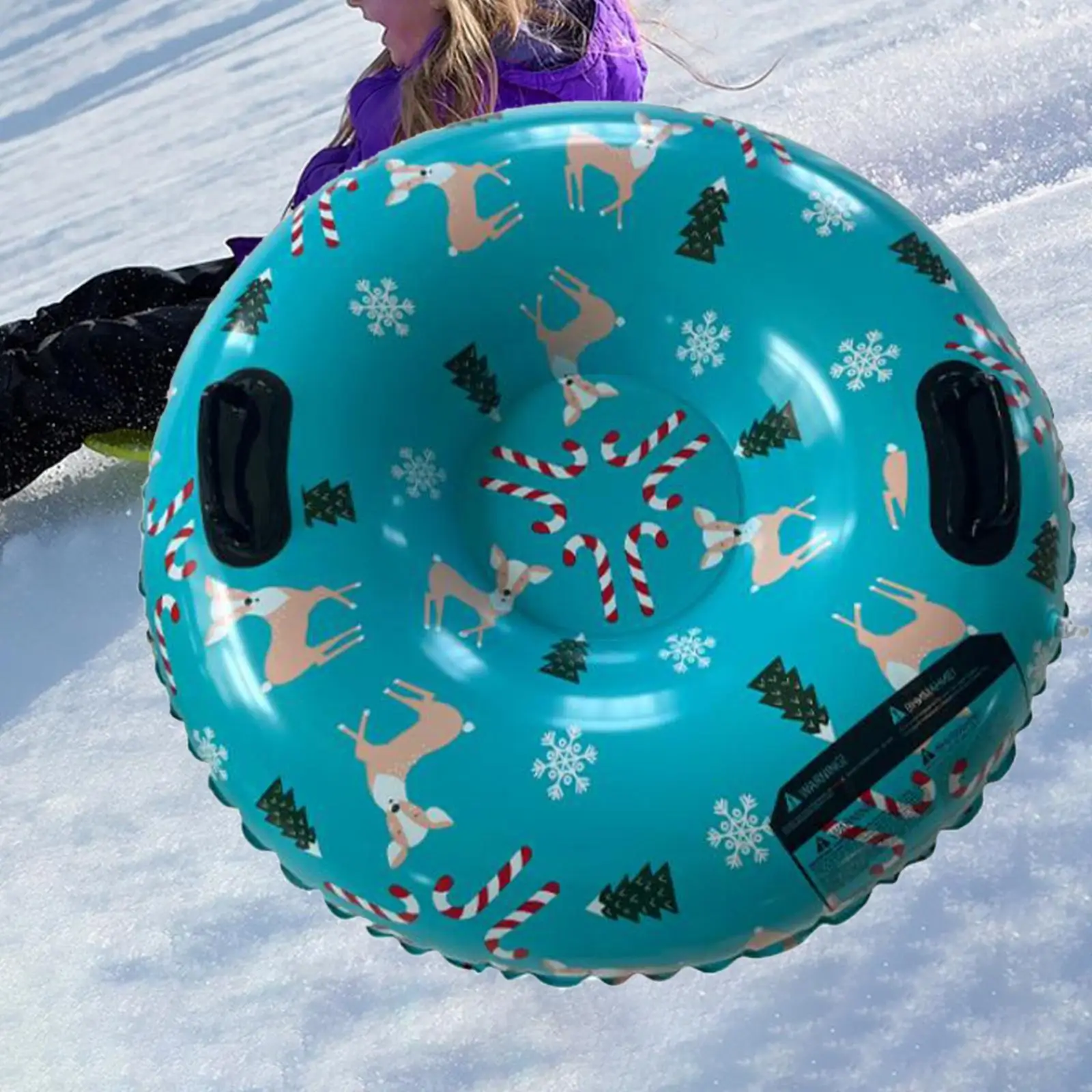 Winter Snow Tube 35.83inch Kids Adults Sledding Sleigh Inflatable Snow Sled Multicolor