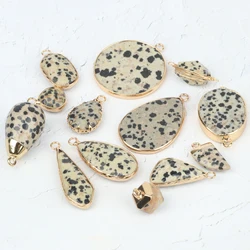 1pcs Natural Stone Dalmatians Jasper Charms Pendants Connectors for Jewelry Making Diy Earrings Necklaces Bracelets Accessories